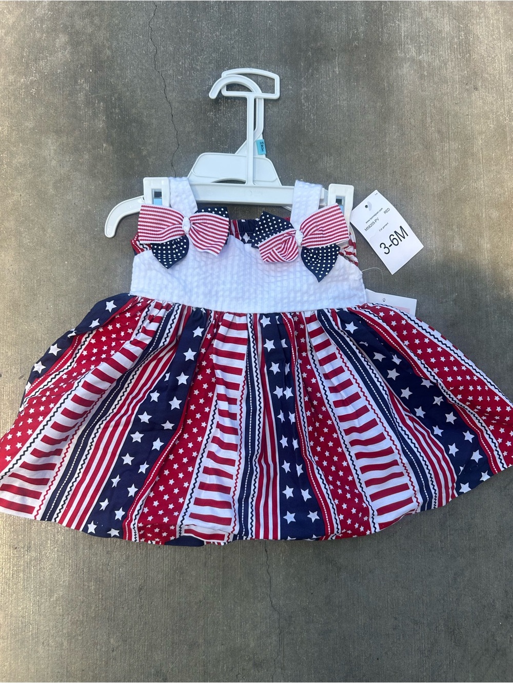 Bonnie Baby Patriotic Red, White & Blue Baby Dress - 3-6M